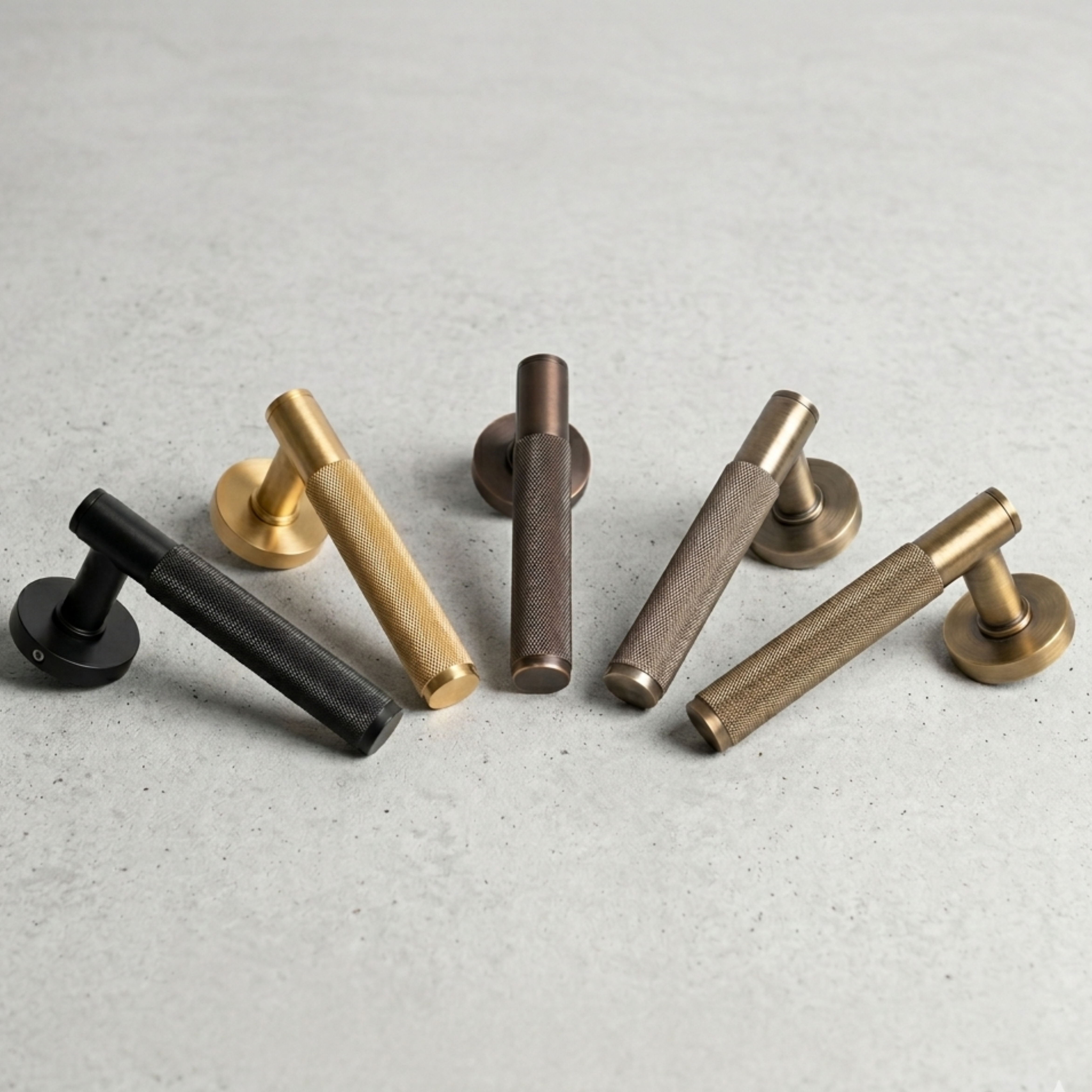 Gun metal Messing deurklink set met slot