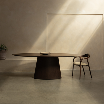 Wooden oval dining table - Oqone - Chocolate oak