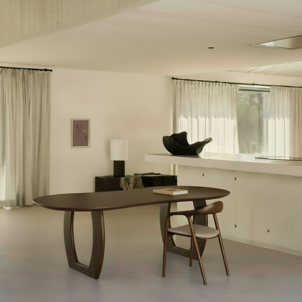 Houten organische eettafel - Halo - notenhout