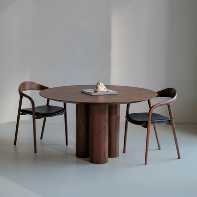 Round wooden dining table - Kozu - Walnut