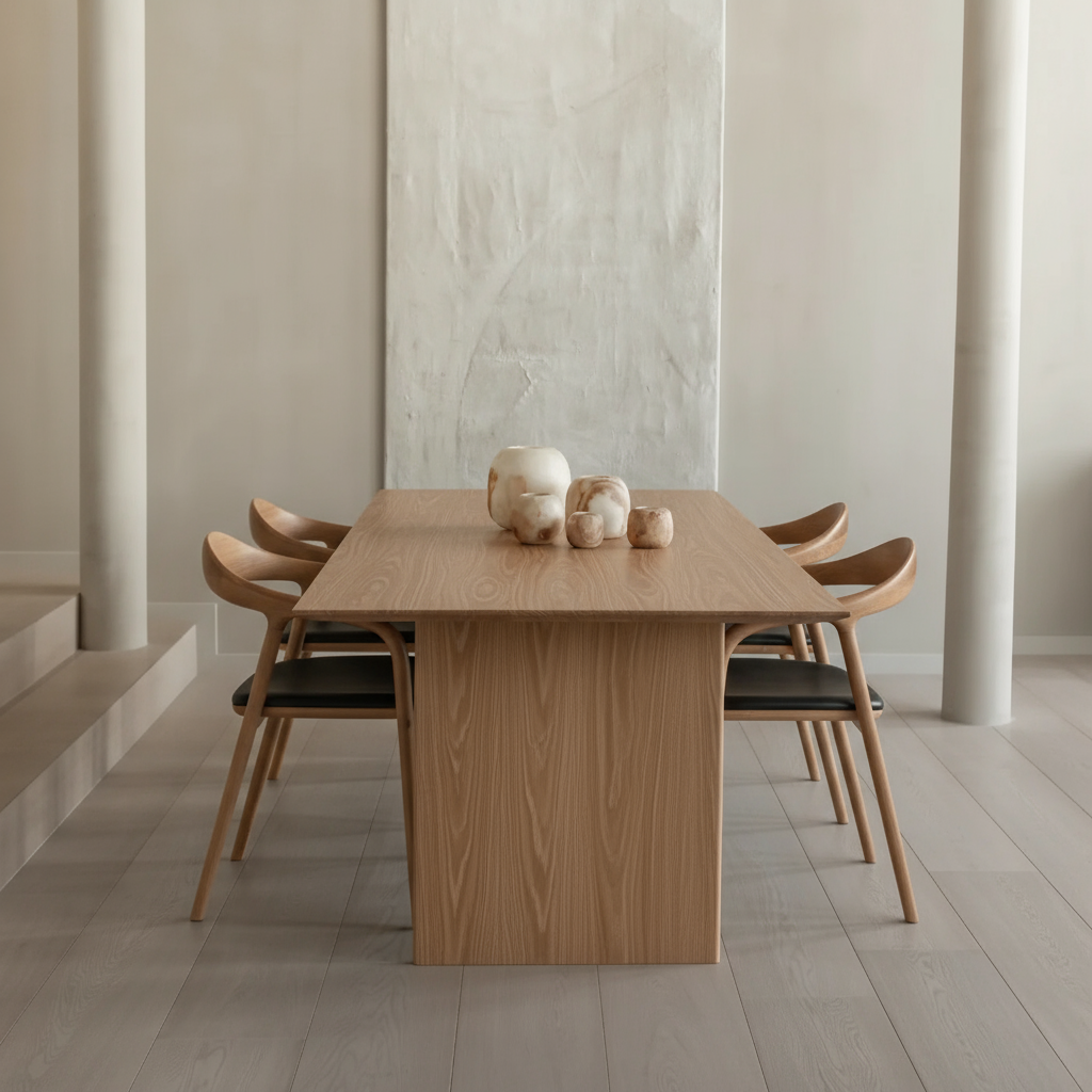 Houten rechthoekige eettafel - Mazu - Licht eiken