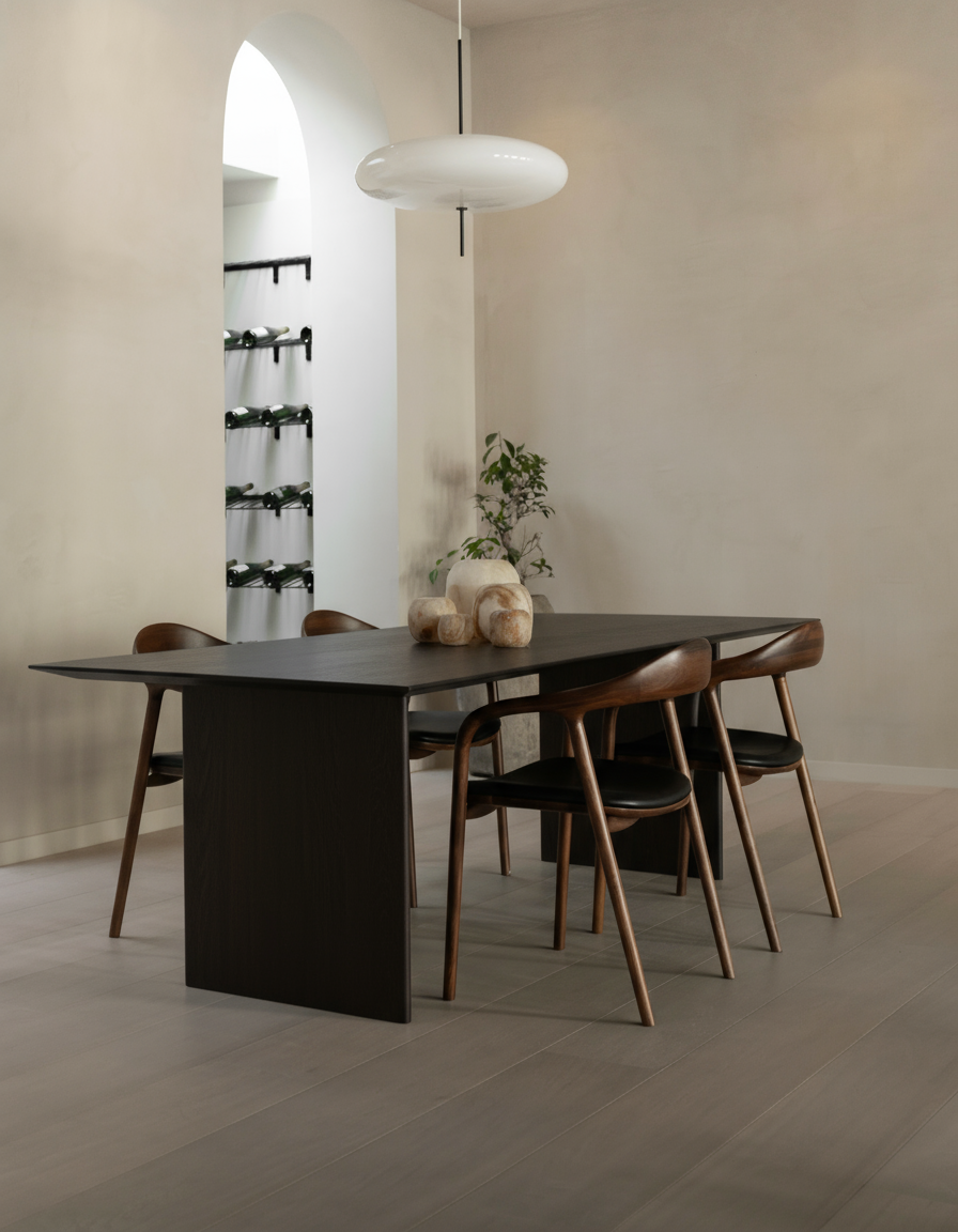 Houten rechthoekige eettafel - Mazu - Zwart eiken