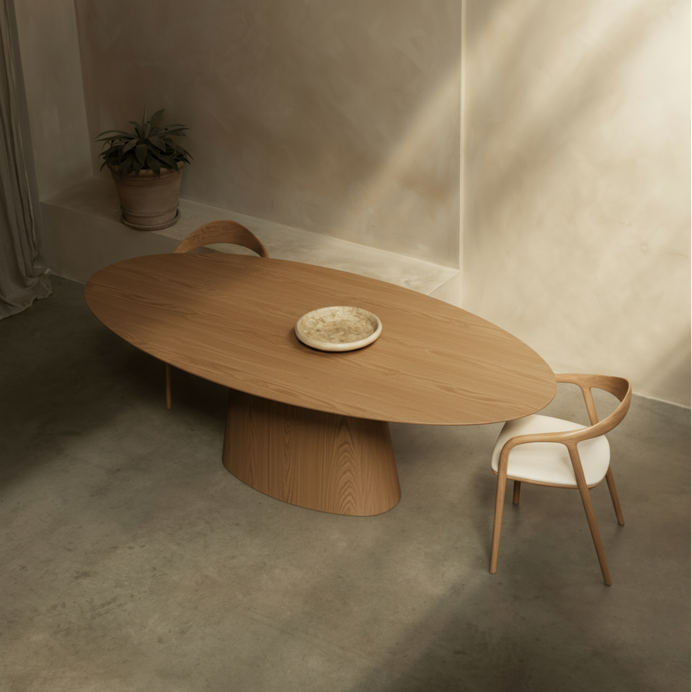 Houten ovale eettafel - Oqone - Licht eiken