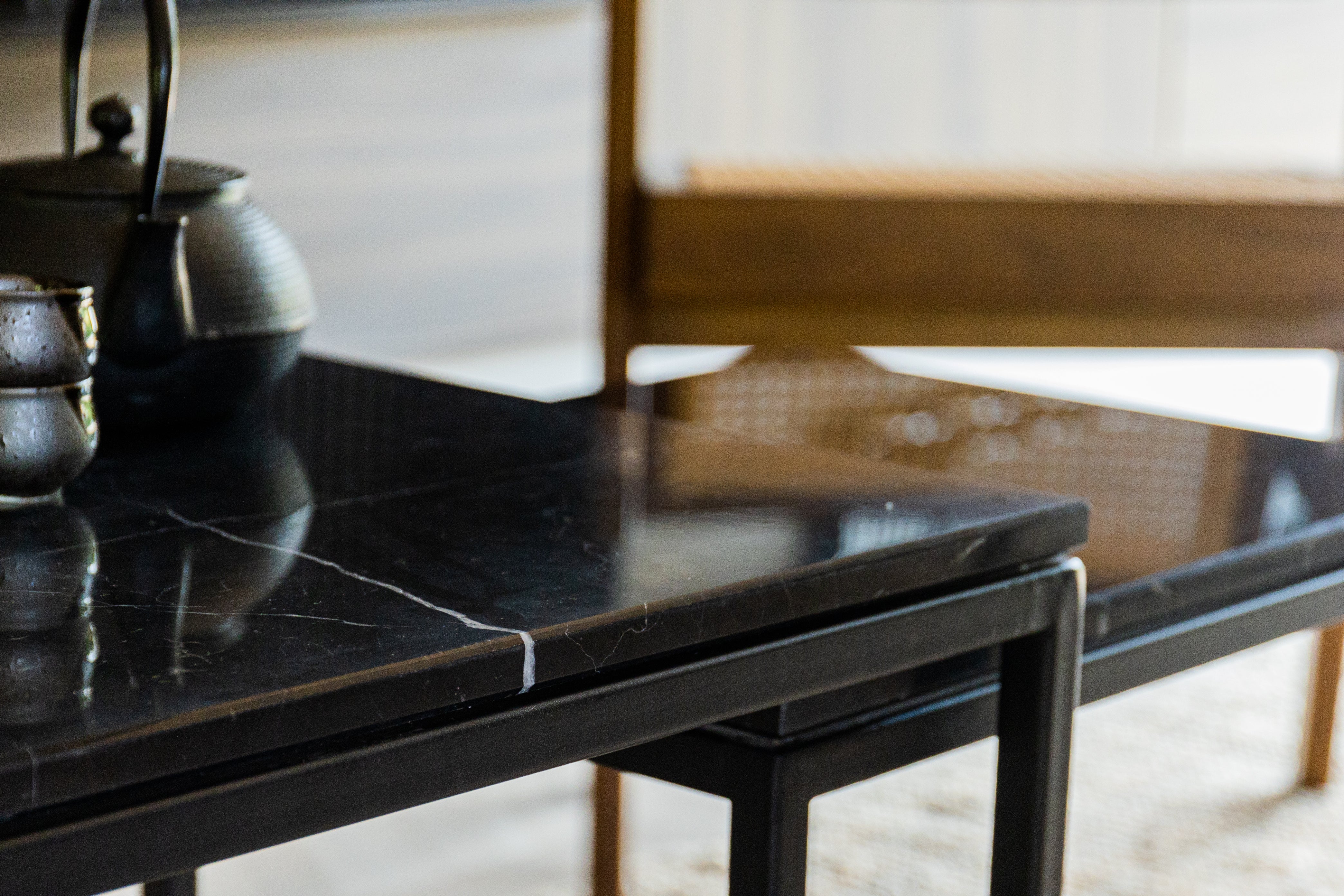 Marmeren salontafel set - rechthoekig - Nero marquina