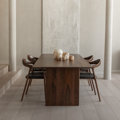 Wooden rectangular dining table - Mazu - Walnut wood