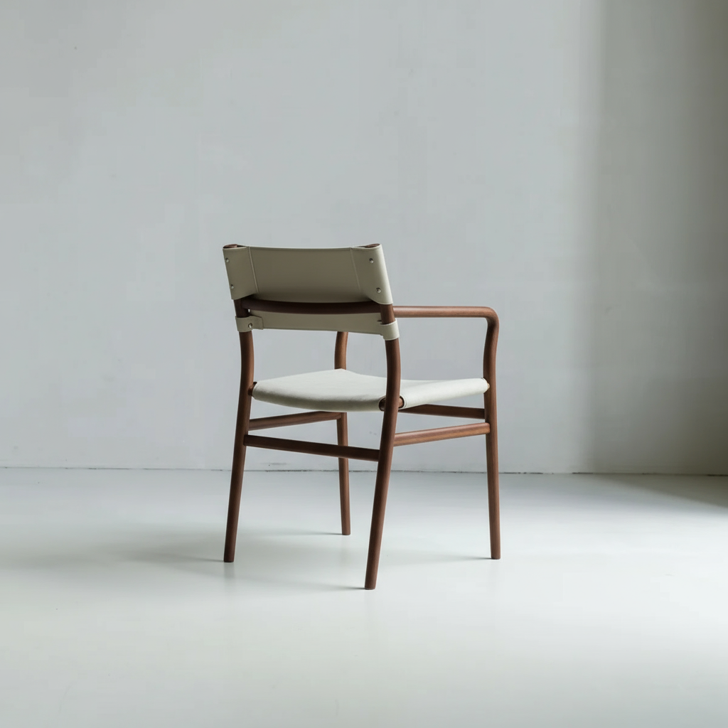 Zara eetkamerstoel beige leer - Walnoot