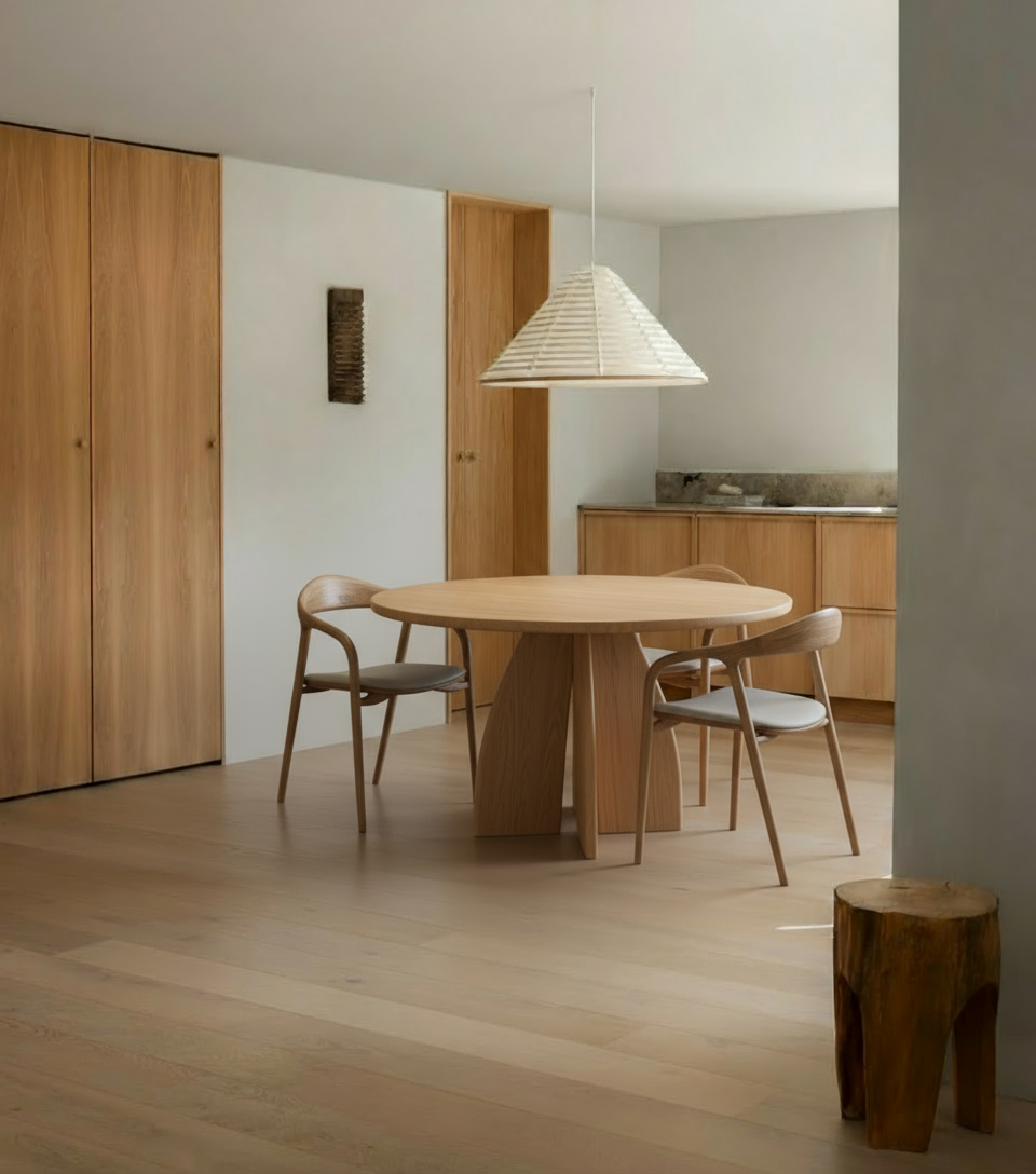 Kana eetkamerstoel beige leer - Licht eiken