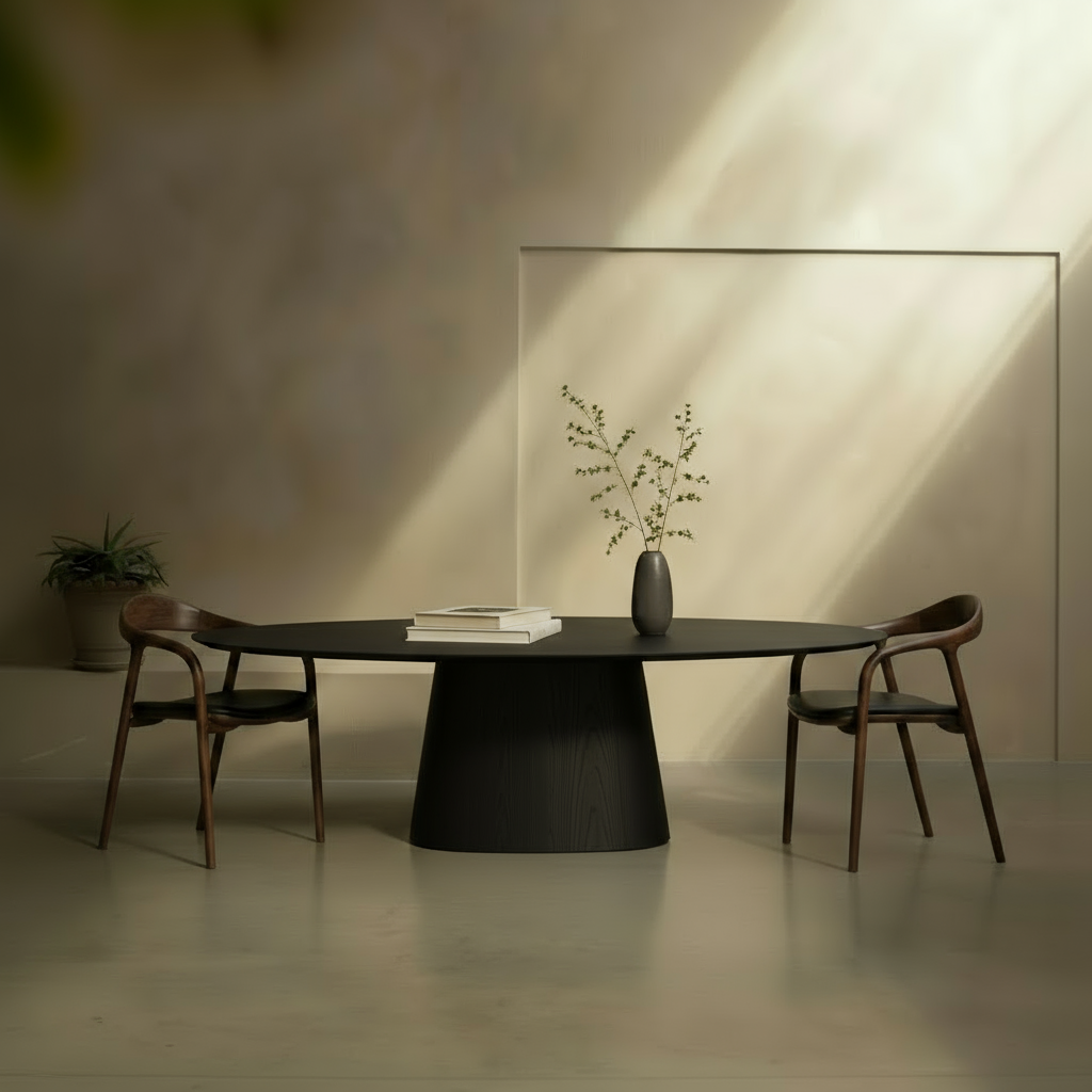 Houten ovale eettafel - Oqone - Zwart eiken