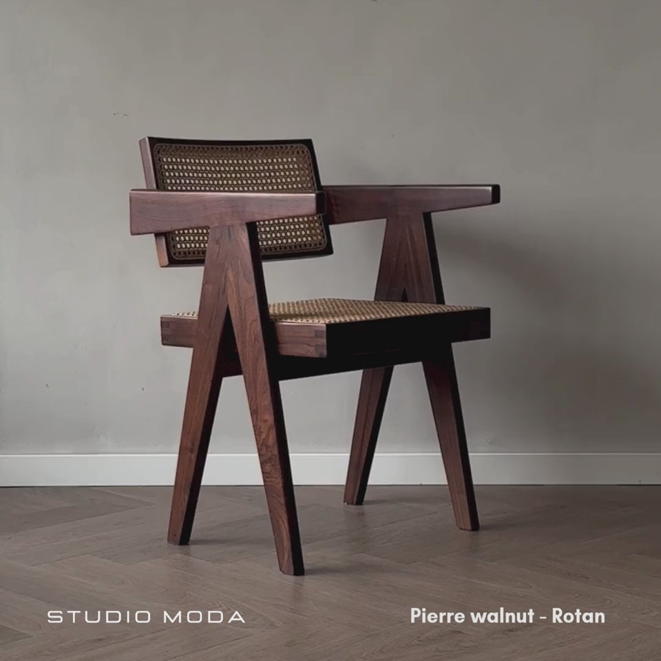 Rotan eetkamerstoel Pierre - Walnoot