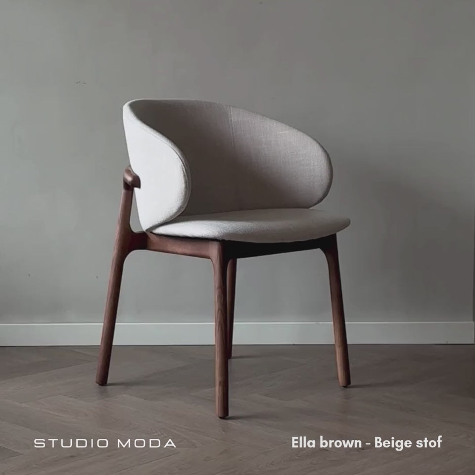 Ella eetkamerstoel gestoffeerd - Kuipstoel houten frame